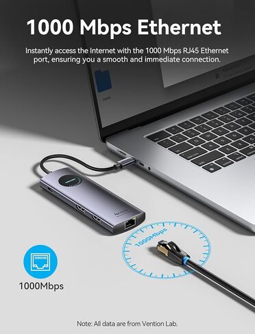 VENTION 9-in-1 USB C Docking Station, Dual 4K@60Hz HDMI, 100W PD, Gigabit Ethernet, 5Gbps USB-A, SD/TF, Grey, Windows/MacBook Compatible, Dell XPS, HP Spectre, Lenovo Yoga, Surface Pro, MacBook Air in Saudi Arabia
