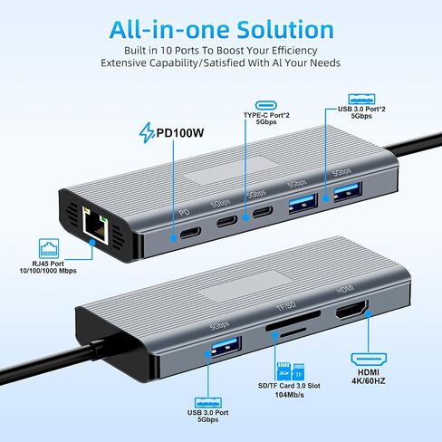 10-in-1 Docking Station, 4K HDMI Ethernet Hub for Surface Devices in Kuwait