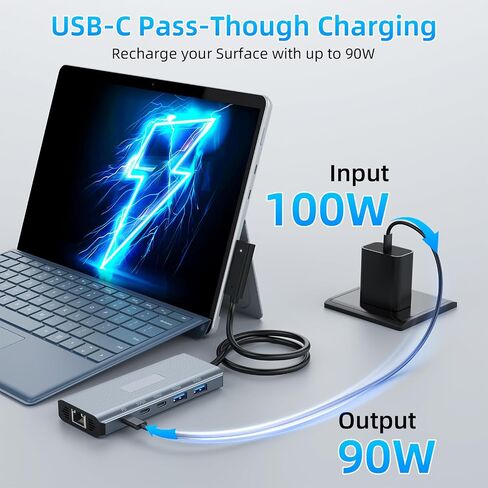 10-in-1 Docking Station, 4K HDMI Ethernet Hub for Surface Devices in Kuwait