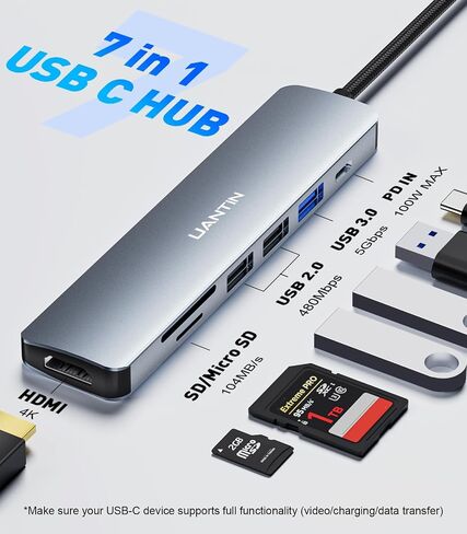 UANTIN USB C Hub, 7 in 1 Multiport Adapter for Laptop/Mac Type C Devices (Pack of 2) in Saudi Arabia