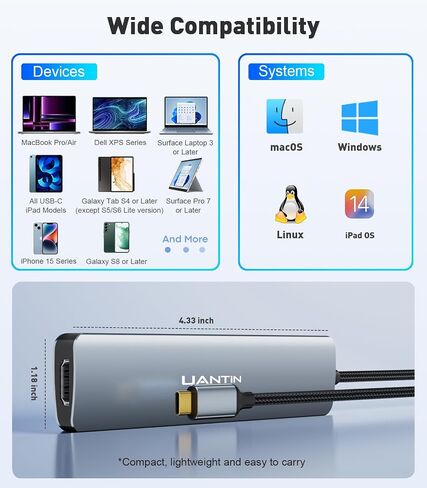 UANTIN USB C Hub, 7 in 1 Multiport Adapter for Laptop/Mac Type C Devices (Pack of 2) in Saudi Arabia