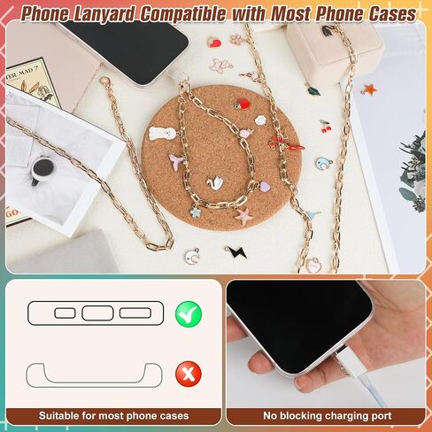 HOMAR Metal Cell Phone Chain Phone Lanyard Crossbody for iPhone Chain Gold in Saudi Arabia