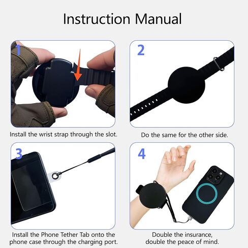 ZXZone Wrist-Mounted Magnetic Clip Phone Holder with Anti Theft Phone Chain, for Hiking Travel Outdoor Climbing,Cellphone Holder, for All Cell Phone Android,iPhone in Kuwait