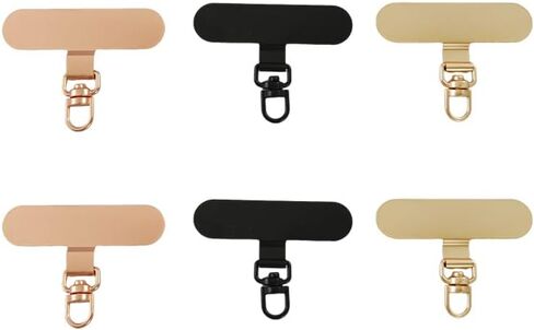 6Pcs 360° Rotating Phone Tether Tab, Ultra Thin 0.3mm Stainless Steel Metal Tether Patch for All Cell Phones and Cases (Black+Gold+Rose Gold) in Saudi Arabia