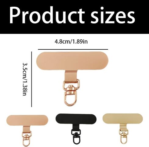 6Pcs 360° Rotating Phone Tether Tab, Ultra Thin 0.3mm Stainless Steel Metal Tether Patch for All Cell Phones and Cases (Black+Gold+Rose Gold) in Saudi Arabia