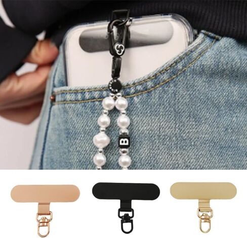 6Pcs 360° Rotating Phone Tether Tab, Ultra Thin 0.3mm Stainless Steel Metal Tether Patch for All Cell Phones and Cases (Black+Gold+Rose Gold) in Saudi Arabia