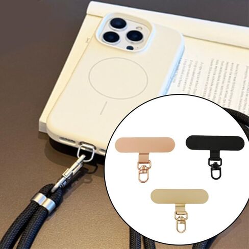 6Pcs 360° Rotating Phone Tether Tab, Ultra Thin 0.3mm Stainless Steel Metal Tether Patch for All Cell Phones and Cases (Black+Gold+Rose Gold) in Saudi Arabia