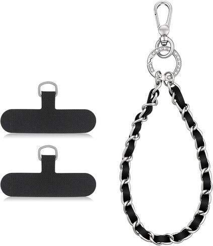 Phone Wrist Strap Silver Phones Charm Strap Universal Phone Chain Metal Chain Straps Phones Lanyard Wrist with 2 Tether Tabs in Saudi Arabia