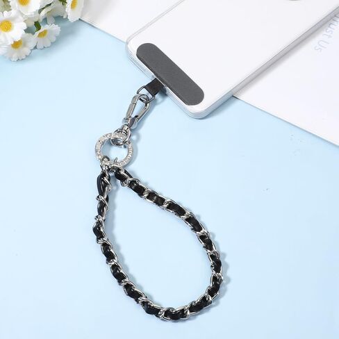 Phone Wrist Strap Silver Phones Charm Strap Universal Phone Chain Metal Chain Straps Phones Lanyard Wrist with 2 Tether Tabs in Saudi Arabia