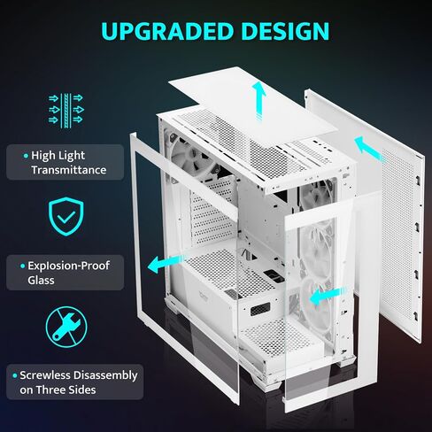 darkFlash DS900 ATX Full View Dual Tempered Glass PC Case + PMT850 Fully Modular ATX Power Supply(White) in Saudi Arabia
