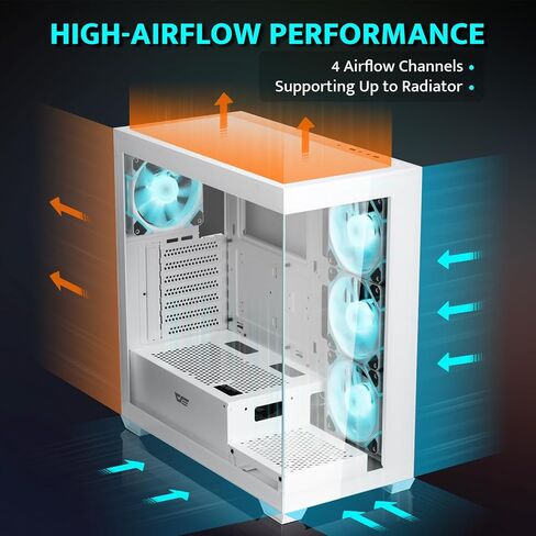 darkFlash DS900 ATX Full View Dual Tempered Glass PC Case + PMT850 Fully Modular ATX Power Supply(White) in Saudi Arabia