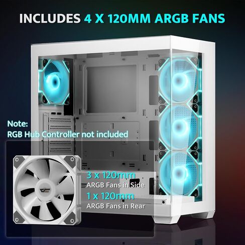 darkFlash DS900 ATX Full View Dual Tempered Glass PC Case + PMT850 Fully Modular ATX Power Supply(White) in Saudi Arabia