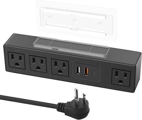 HHSOET Power Strip with USB Fast Charg, Flat Plug Extension Cord, 6Ft, 20W in Saudi Arabia