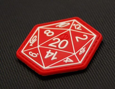 BritKitUSA Dungeons and Dragons Die D20 3D PVC Morale Patch Hook Backing D&D Hook Backing in Kuwait