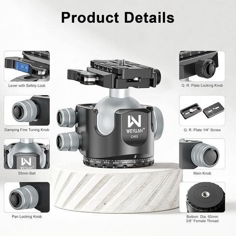 Used- Tripod Ball Head Mount with Lever Release, Max Load 88lbs/40kg in Saudi Arabia