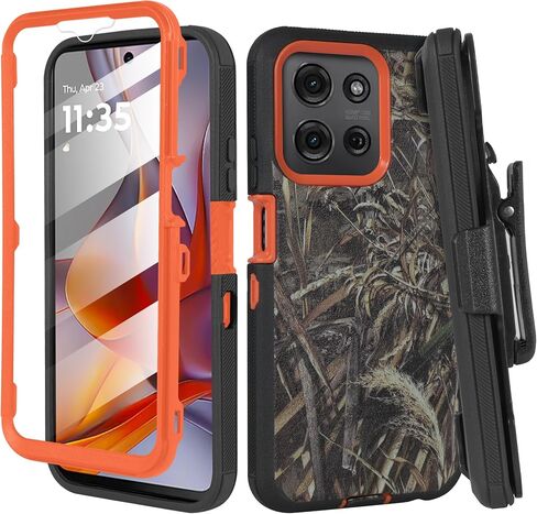 Moto G Play 2026 Holster Case with Built-in Screen Protector, Belt Clip Kickstand Rugged Cover, Green Camo in Kuwait