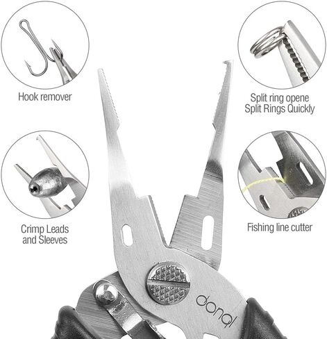DONQL Fishing Pliers Saltwater with Lanyard Sheath, Line Cutter Crimper in Kuwait
