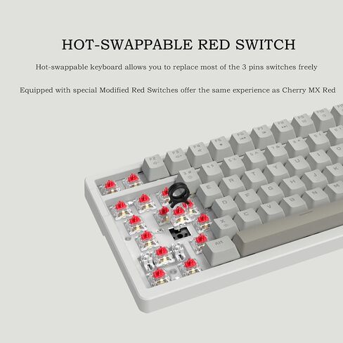FIRSTBLOOD ONLY GAME. AK992 Retro Wired Mechanical Keyboard, 98 Keys Full Layout, Hot-Swappable USB Gaming Keyboard with Red Switches, Multimedia Keys Knob, Blue Backlit, Anti-Ghosting, Grey in Kuwait