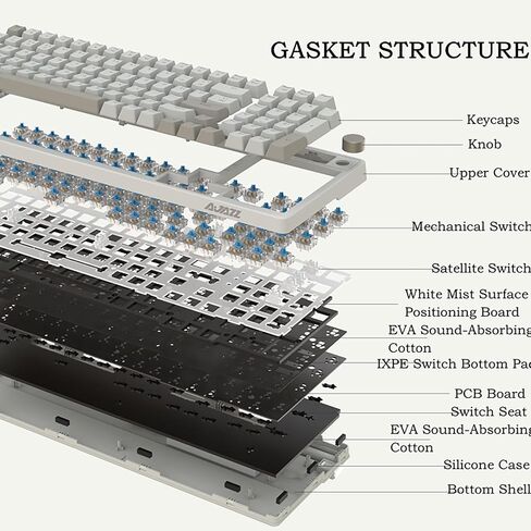 FIRSTBLOOD ONLY GAME. AK992 Retro Wired Mechanical Keyboard, 98 Keys Full Layout, Hot-Swappable USB Gaming Keyboard with Red Switches, Multimedia Keys Knob, Blue Backlit, Anti-Ghosting, Grey in Kuwait