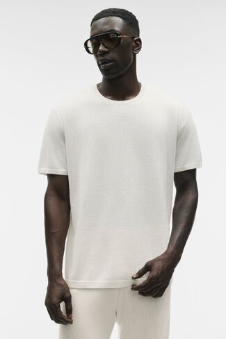 Alo Yoga Cotton Cashmere Ever Soft Short Sleeve Crew - Ivory in Kuwait