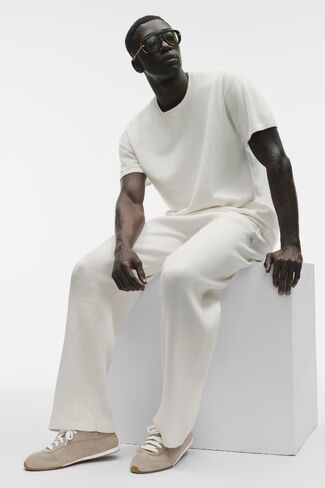 Alo Yoga Cotton Cashmere Ever Soft Short Sleeve Crew - Ivory in Kuwait