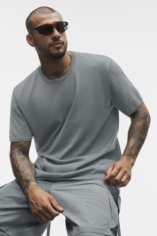 Alo Yoga Cotton Cashmere Ever Soft Short Sleeve Crew - Monument in Kuwait