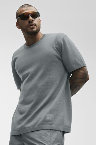 Alo Yoga Cotton Cashmere Ever Soft Short Sleeve Crew - Monument in Kuwait