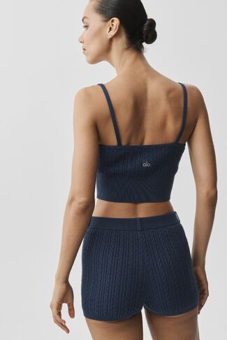Alo Yoga Mini Cable Sweater Tank - Navy in Saudi Arabia