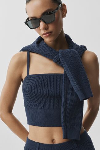 Alo Yoga Mini Cable Sweater Tank - Navy in Saudi Arabia