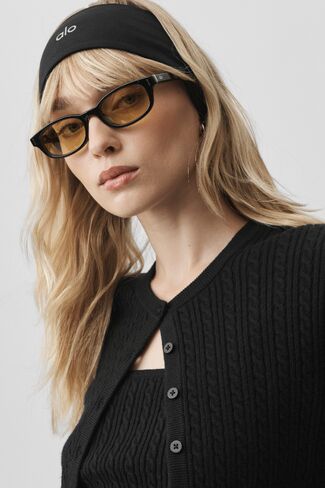 Alo Yoga Mini Cable Sweater Cardigan - Black in Saudi Arabia