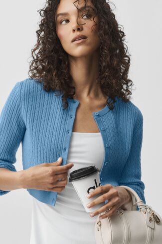 Alo Yoga Mini Cable Sweater Cardigan - California Blue in Saudi Arabia