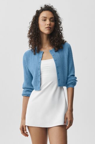 Alo Yoga Mini Cable Sweater Cardigan - California Blue in Saudi Arabia