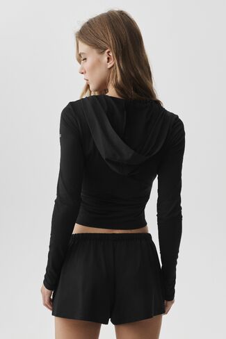 Alo Yoga Alosoft Finesse Full Zip Fitted Hoodie - Black in Saudi Arabia