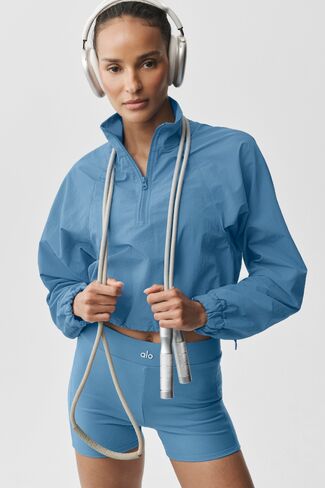 Alo Yoga Cropped 1/4 Zip Alumni Pullover - California Blue in Kuwait