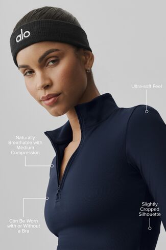 Alo Yoga ALO Softsculpt Precision 1/4 Zip Long Sleeve - Navy in Saudi Arabia