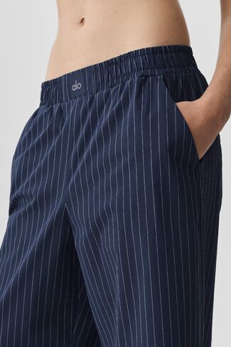 Alo Yoga Pinstripe Daylight Boxer Pant (Long) - Navy/Ivory in Saudi Arabia