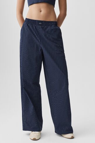 Alo Yoga Pinstripe Daylight Boxer Pant (Long) - Navy/Ivory in Saudi Arabia