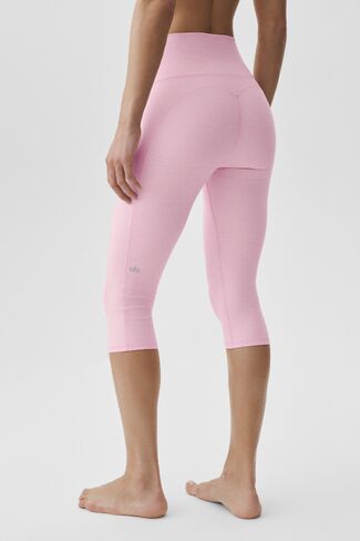 Alo Yoga Alosoft High-Waist Intuition Capri - Pink Marshmallow Heather in Kuwait