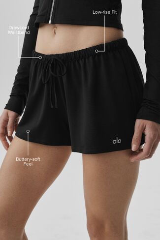 Alo Yoga Alosoft Low-Rise Finesse Short - Black in Kuwait