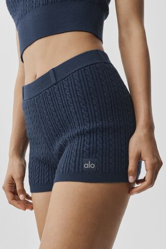 Alo Yoga Mini Cable High-Waist Sweater Short - Navy in Saudi Arabia