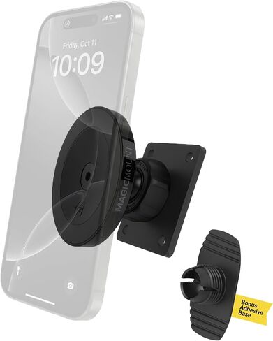 Scosche Heavy Duty Magnetic Car Phone Mount Holder, MagSafe Car Mount with Extra Strong Magnets, AMPS Base for Vehicle-Specific Mounts & Adhesive Dash Adapter, Compatible with iPhone, Tablet & Android in Saudi Arabia