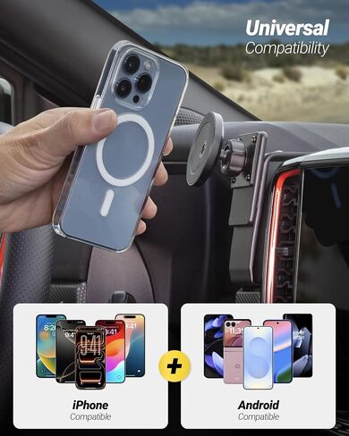 Scosche Heavy Duty Magnetic Car Phone Mount Holder, MagSafe Car Mount with Extra Strong Magnets, AMPS Base for Vehicle-Specific Mounts & Adhesive Dash Adapter, Compatible with iPhone, Tablet & Android in Saudi Arabia