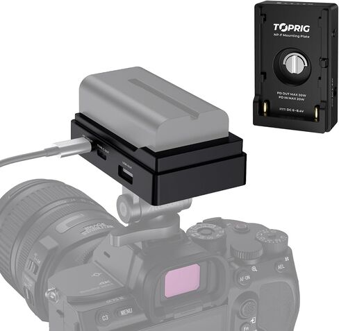Accsoon Toprig NP-F Battery Adapter Mount Plate LED Indicator PD20W Fast Charging 1/4'' Screw Mount with USB-C&DC Output Compatible with Sony NP-F 550/750/970 DSLR Camera Charger Video Rig Lightweight in Kuwait