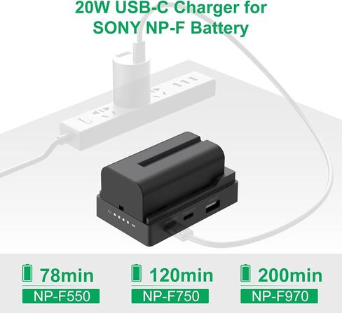 Accsoon Toprig NP-F Battery Adapter Mount Plate LED Indicator PD20W Fast Charging 1/4'' Screw Mount with USB-C&DC Output Compatible with Sony NP-F 550/750/970 DSLR Camera Charger Video Rig Lightweight in Kuwait