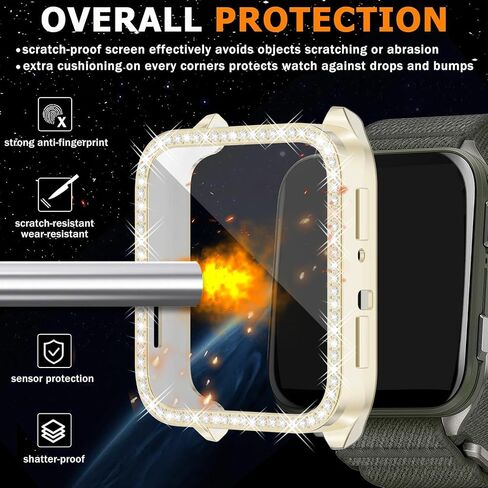 RICHONE [5 Pack] Bling Screen Protector Compatible with Venu X1 GPS Smartwatch Case, Full Protective Cover for Garmin Venu X1 Flexible TPU Rhinestone Screen Bumper (Gold,Green,Blue,Black,Silver) in Kuwait