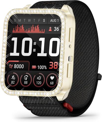 RICHONE [5 Pack] Bling Screen Protector Compatible with Venu X1 GPS Smartwatch Case, Full Protective Cover for Garmin Venu X1 Flexible TPU Rhinestone Screen Bumper (Gold,Green,Blue,Black,Silver) in Kuwait
