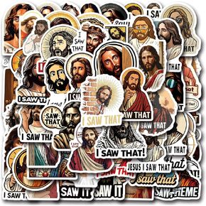 62 Pcs I Saw that Jesus Stickers Funny Cartoon Christian Stickers Pack Waterproof Vinyl Decals for Laptop Book Readers Water Bottles Journal Scrapbook in Kuwait