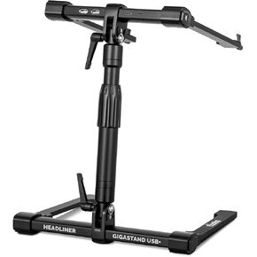 Headliner Gigastand USB+, Adjustable DJ Laptop Stand with Integrated USB-C Hub - Steel & Aluminum Construction, Foldable Design, Telescoping Neck - Perfect for DJs, Musicians, and Creators in Saudi Arabia
