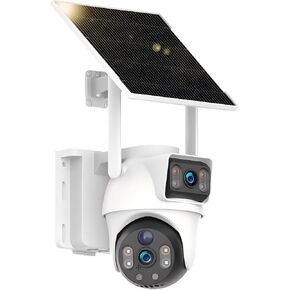 XIAOVV 4K Dual Lens Solar Security Cameras Wireless Outdoor, 2.4GHz WiFi for Home Security, 360° PTZ View, Color Night Vision, PIR Motion Detection, 8000mAh Battery, 2-Way Audio, IP66 in Kuwait