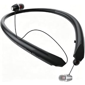 Retractable Neckband Bluetooth Headphones, Bluetooth 6.0 Wireless Neck Earbuds with Auto Retractable Ear Cables, 24H Playtime HiFi Deep Bass Stereo Headset for Sports Workout Commute Work Meeting in Saudi Arabia